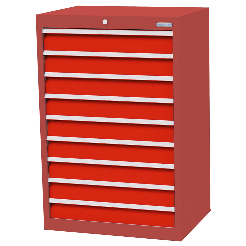 Immagine del prodotto: Bedrunka+Hirth Cassettiera professionale, cassetti 9x100 mm, AxLxP 1.019 x 680 x 500 mm, Rosso rubino, Rosso traffico