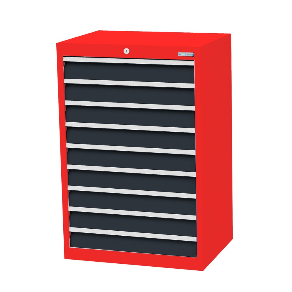 Immagine del prodotto n. 1: Bedrunka+Hirth Cassettiera professionale, cassetti 9x100 mm, AxLxP 1.019 x 680 x 500 mm, Rosso traffico, grigio antracite