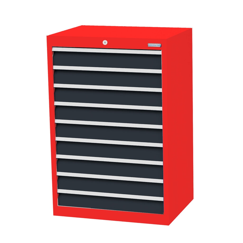 Bedrunka+Hirth Cassettiera professionale, cassetti 9x100 mm, AxLxP 1.019 x 680 x 500 mm, Rosso traffico, grigio antracite Immagine del prodotto: Bedrunka+Hirth Cassettiera professionale, cassetti 9x100 mm, AxLxP 1.019 x 680 x 500 mm, Rosso traffico, grigio antracite