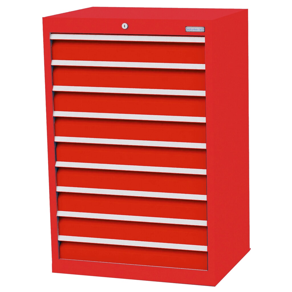Immagine del prodotto: Bedrunka+Hirth Cassettiera professionale, cassetti 9x100 mm, AxLxP 1.019 x 680 x 500 mm, Rosso traffico, Rosso traffico