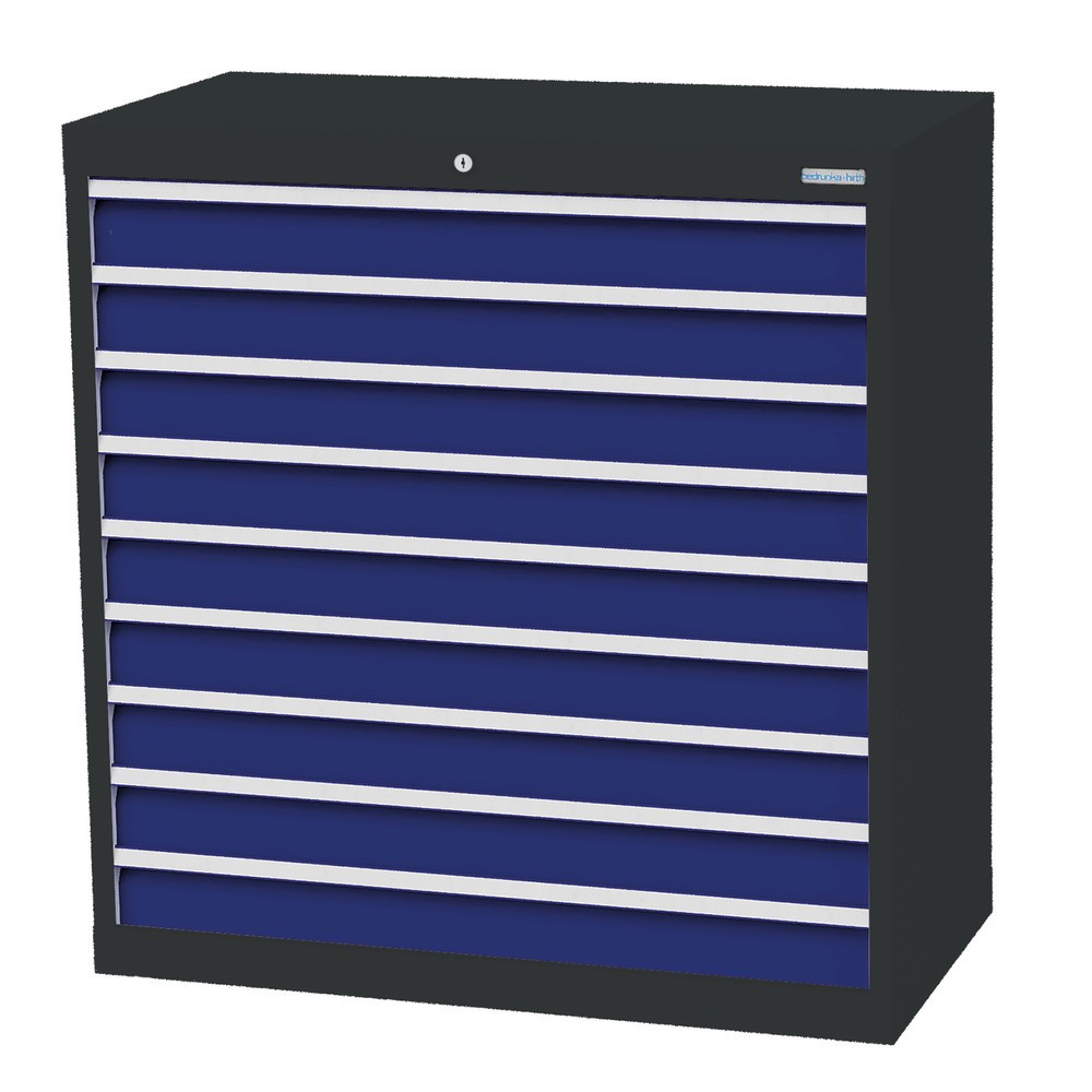 Immagine del prodotto: Bedrunka+Hirth Cassettiera professionale, cassetti 9x100 mm, AxLxP 1.019 x 980 x 500 mm, grigio antracite, Blu genziana