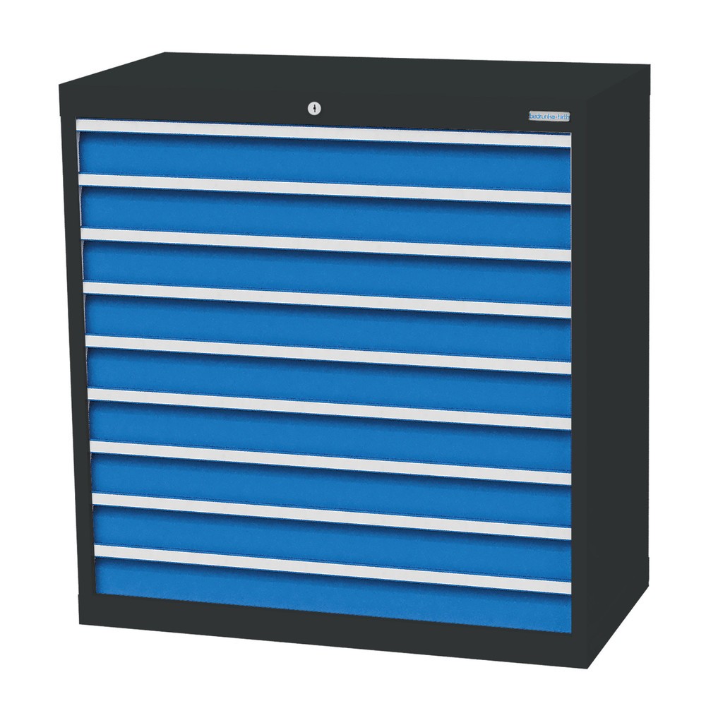 Immagine del prodotto n. 1: Bedrunka+Hirth Cassettiera professionale, cassetti 9x100 mm, AxLxP 1.019 x 980 x 500 mm, grigio antracite, Blu luce