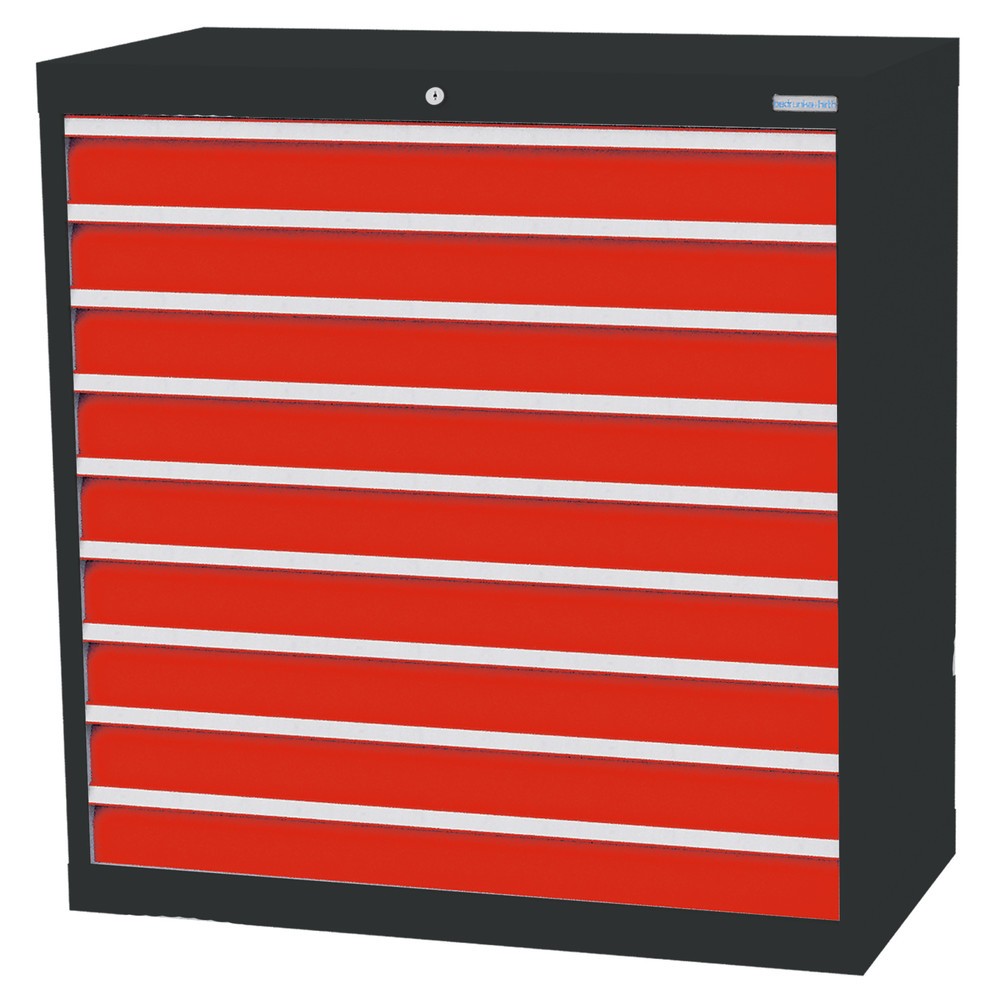 Immagine del prodotto n. 1: Bedrunka+Hirth Cassettiera professionale, cassetti 9x100 mm, AxLxP 1.019 x 980 x 500 mm, grigio antracite, Rosso traffico