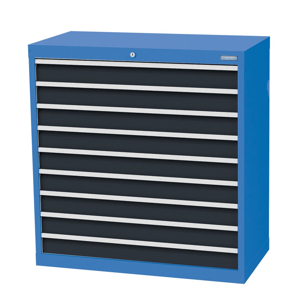 Bedrunka+Hirth Cassettiera professionale, cassetti 9x100 mm, AxLxP 1.019 x 980 x 500 mm, Blu luce, grigio antracite Immagine del prodotto: Bedrunka+Hirth Cassettiera professionale, cassetti 9x100 mm, AxLxP 1.019 x 980 x 500 mm, Blu luce, grigio antracite