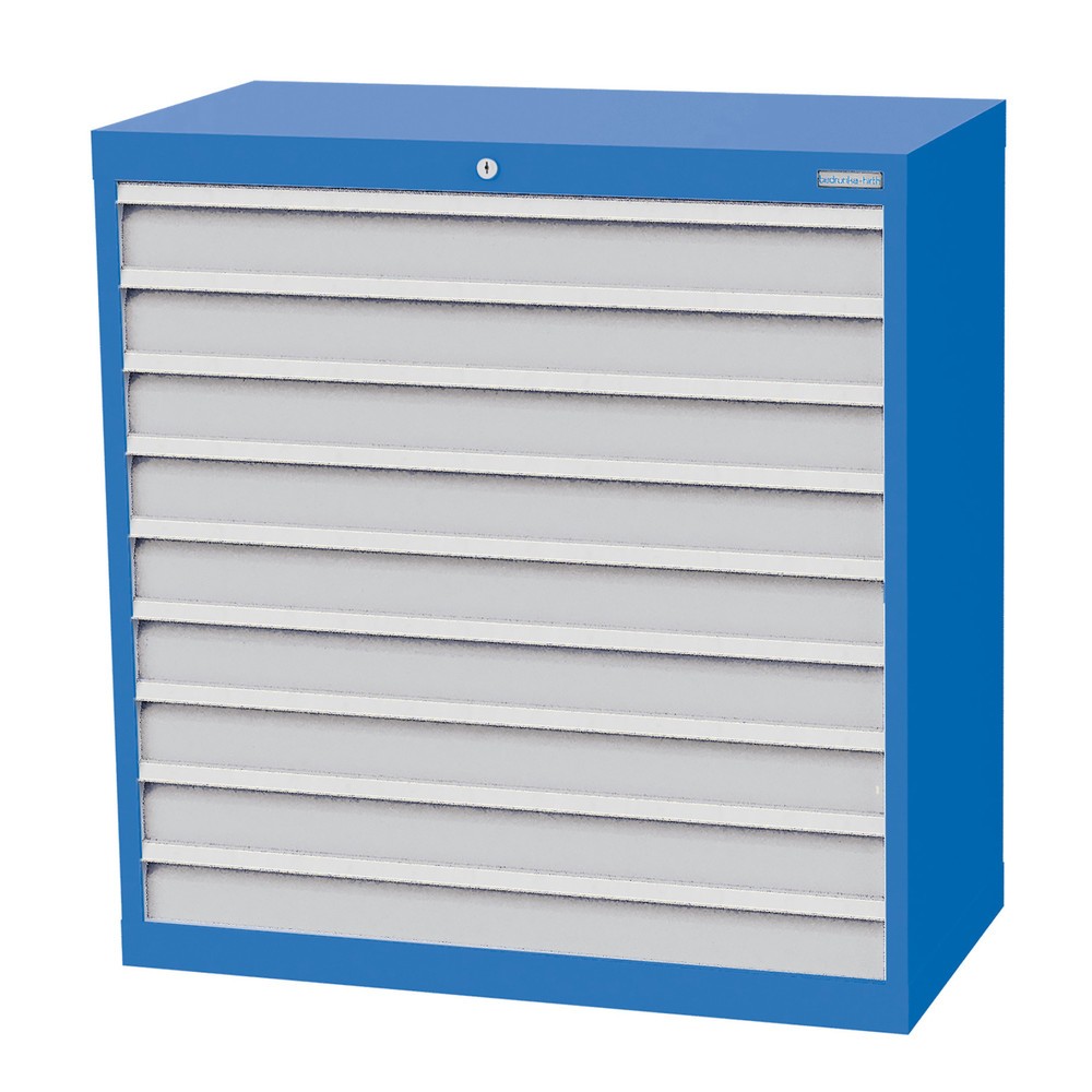 Immagine del prodotto n. 1: Bedrunka+Hirth Cassettiera professionale, cassetti 9x100 mm, AxLxP 1.019 x 980 x 500 mm, Blu luce, grigio chiaro