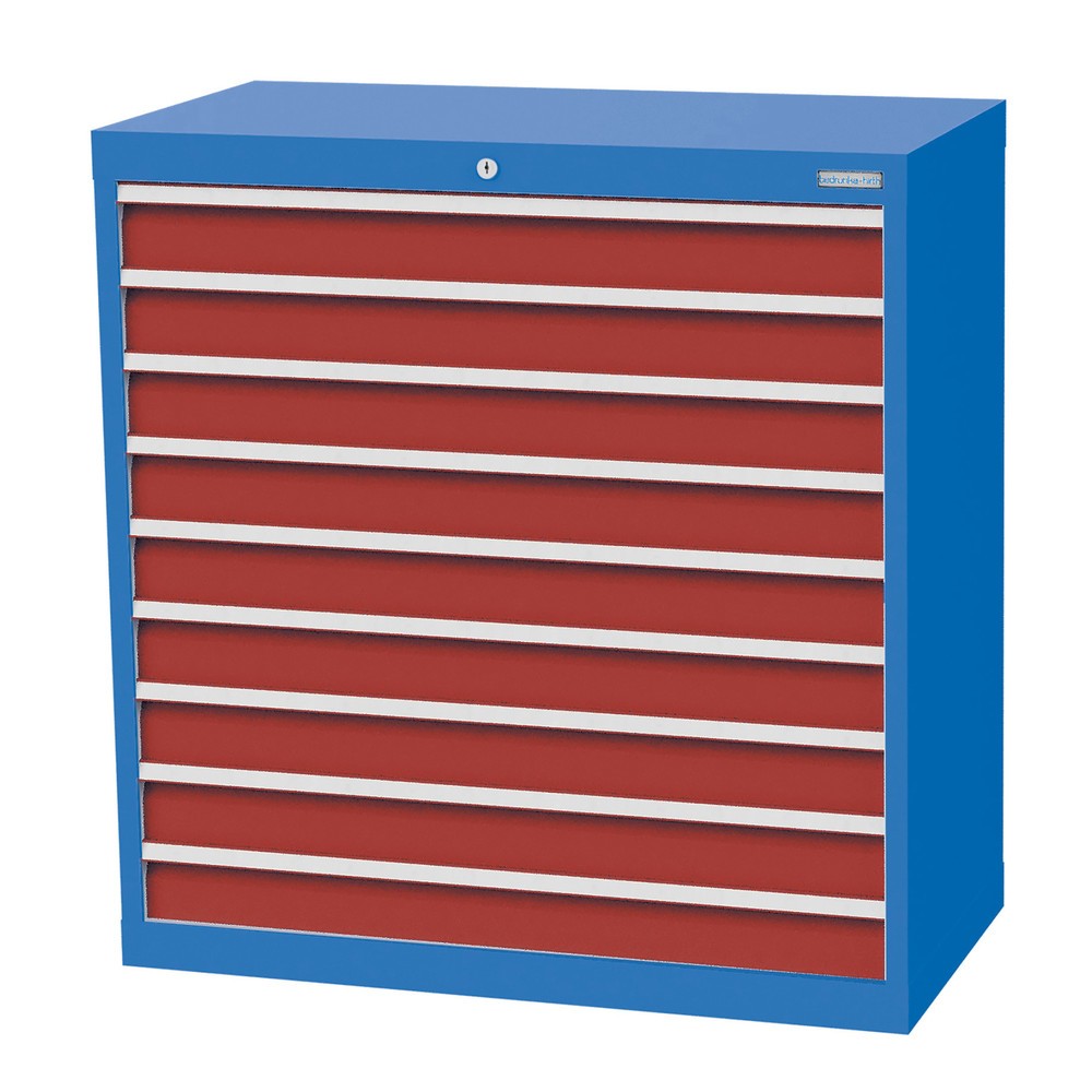 Immagine del prodotto n. 1: Bedrunka+Hirth Cassettiera professionale, cassetti 9x100 mm, AxLxP 1.019 x 980 x 500 mm, Blu luce, Rosso rubino
