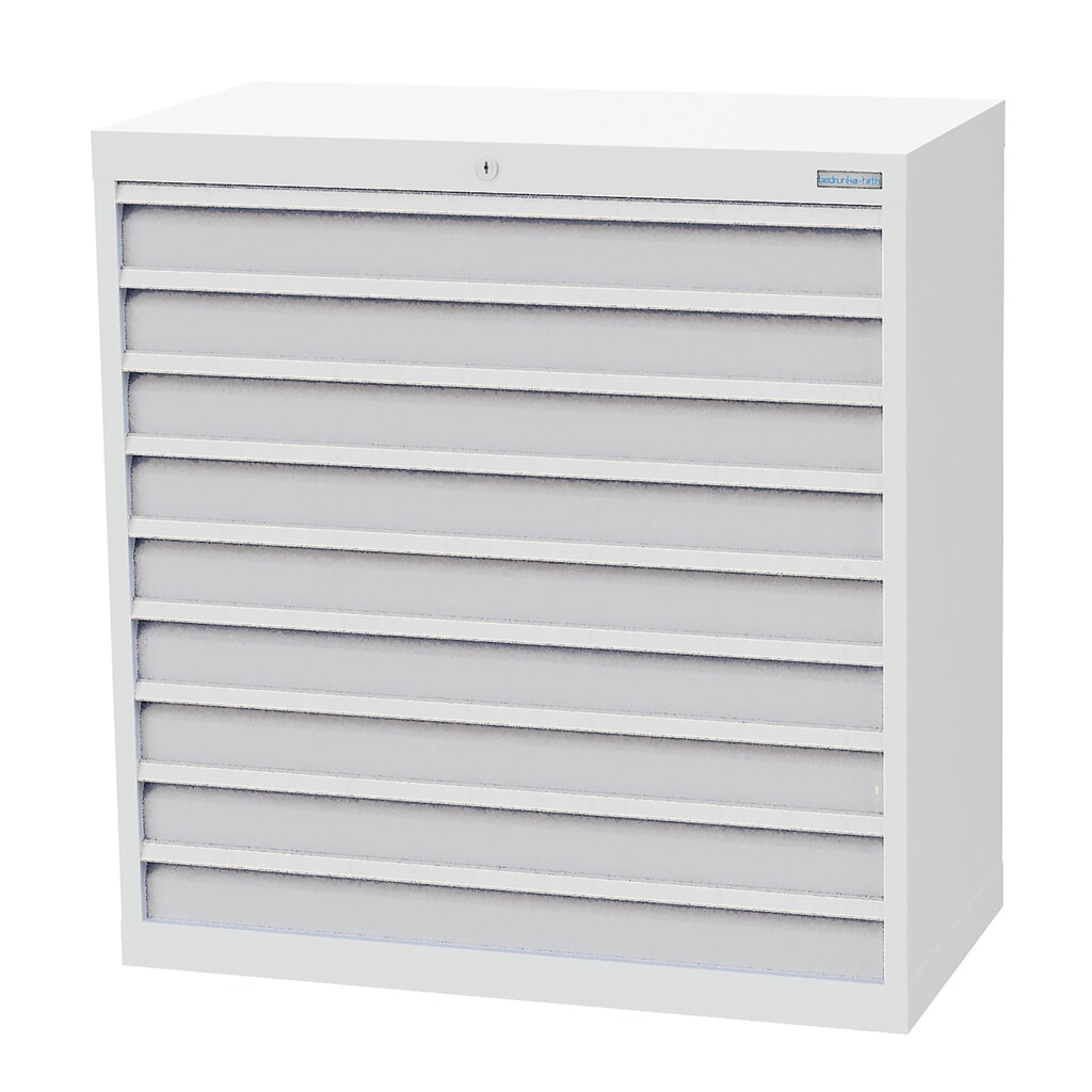Immagine del prodotto: Bedrunka+Hirth Cassettiera professionale, cassetti 9x100 mm, AxLxP 1.019 x 980 x 500 mm, grigio chiaro, grigio chiaro