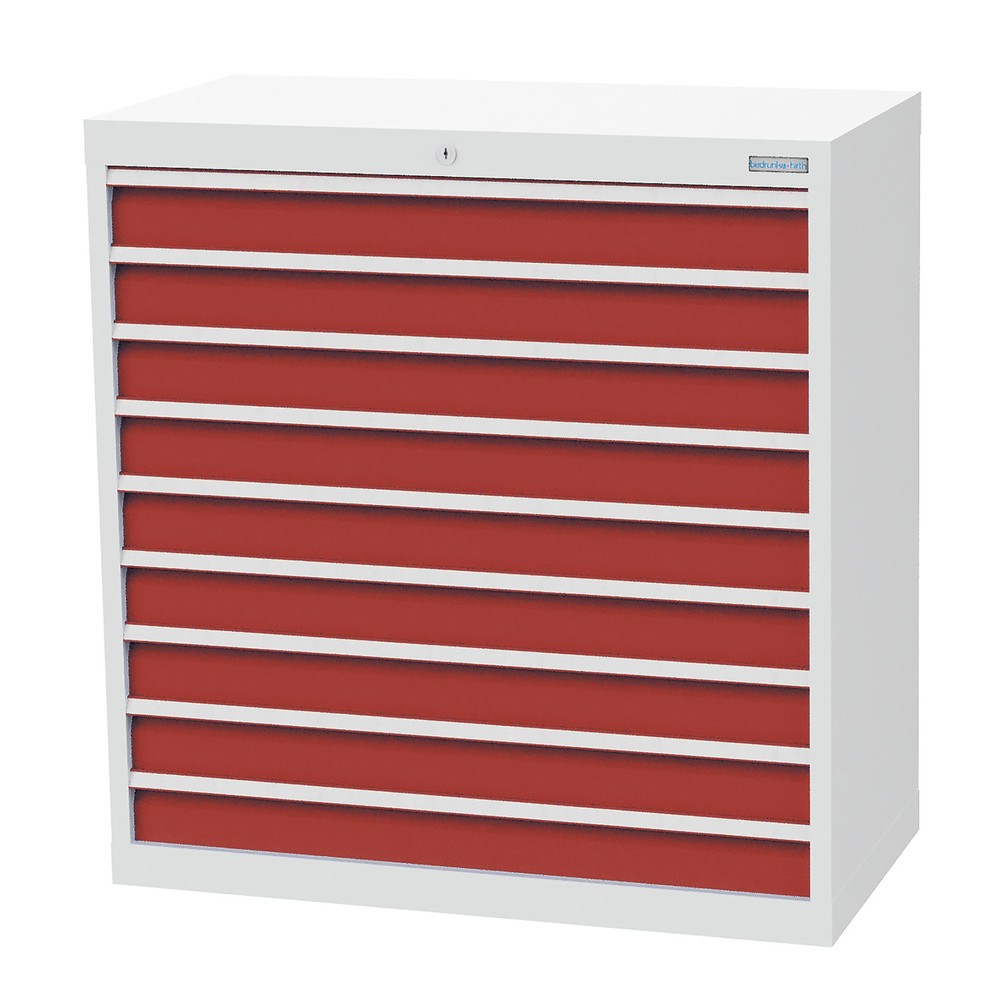 Immagine del prodotto n. 1: Bedrunka+Hirth Cassettiera professionale, cassetti 9x100 mm, AxLxP 1.019 x 980 x 500 mm, grigio chiaro, Rosso rubino
