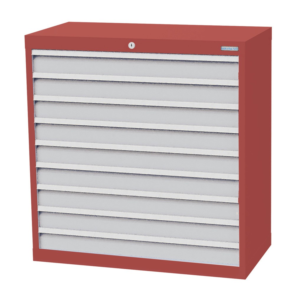 Immagine del prodotto n. 1: Bedrunka+Hirth Cassettiera professionale, cassetti 9x100 mm, AxLxP 1.019 x 980 x 500 mm, Rosso rubino, grigio chiaro