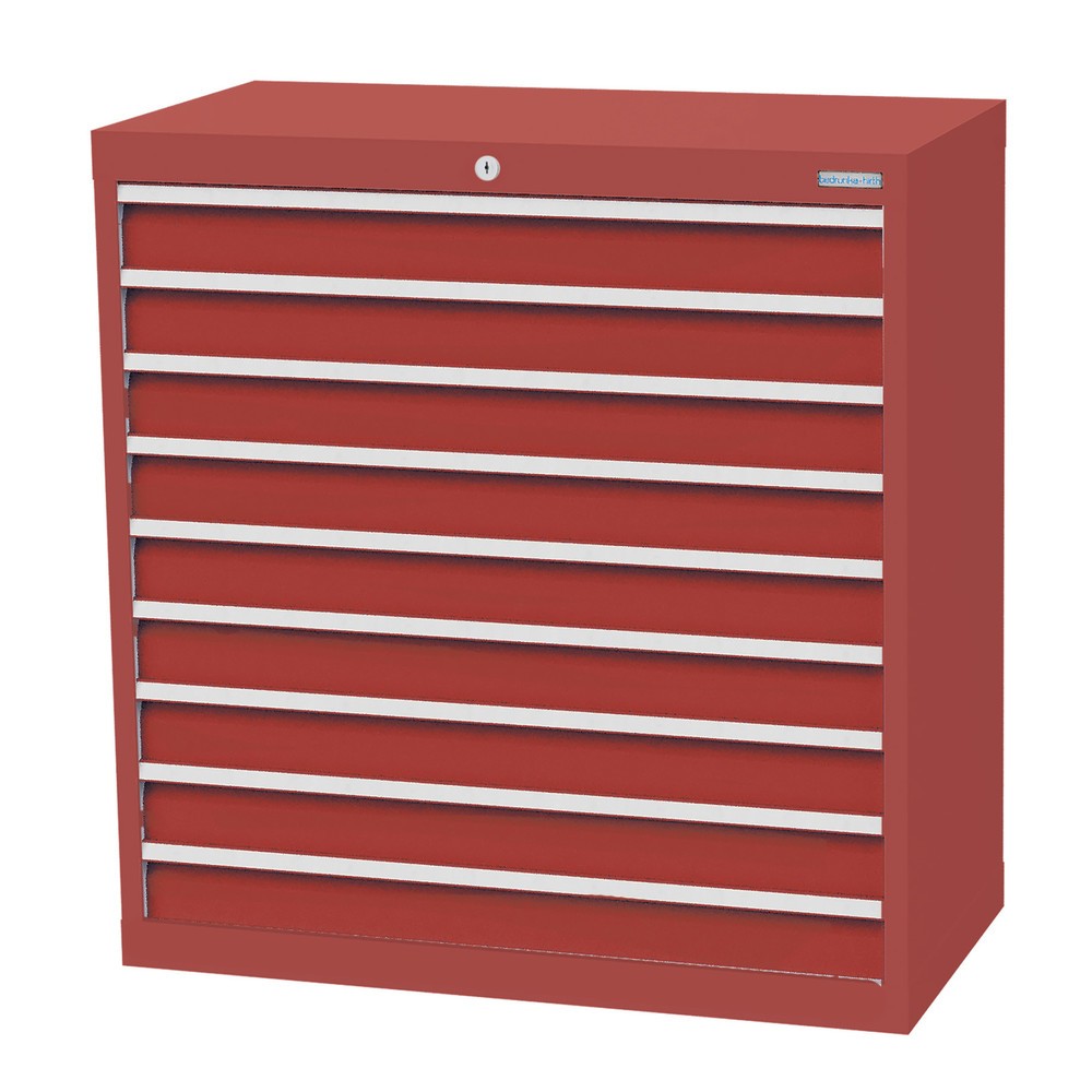 Immagine del prodotto n. 1: Bedrunka+Hirth Cassettiera professionale, cassetti 9x100 mm, AxLxP 1.019 x 980 x 500 mm, Rosso rubino, Rosso rubino