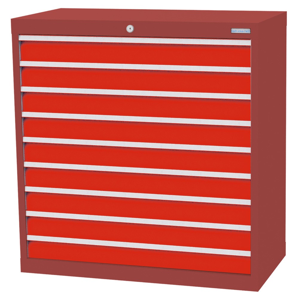 Immagine del prodotto n. 1: Bedrunka+Hirth Cassettiera professionale, cassetti 9x100 mm, AxLxP 1.019 x 980 x 500 mm, Rosso rubino, Rosso traffico