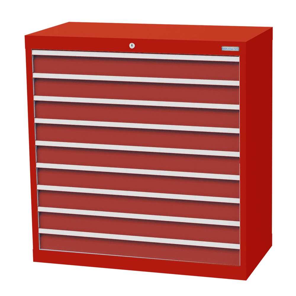 Immagine del prodotto n. 1: Bedrunka+Hirth Cassettiera professionale, cassetti 9x100 mm, AxLxP 1.019 x 980 x 500 mm, Rosso traffico, Rosso rubino