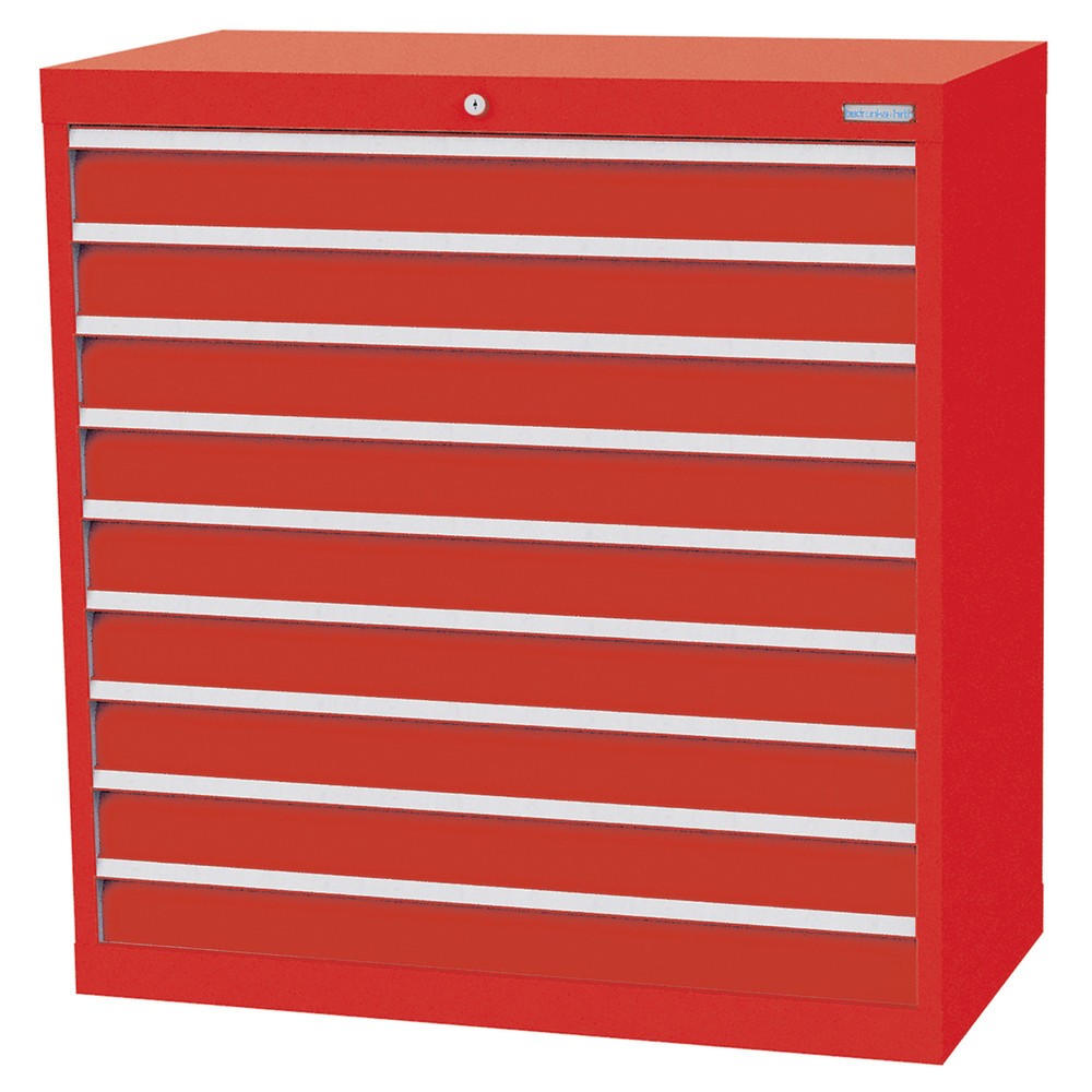 Immagine del prodotto n. 1: Bedrunka+Hirth Cassettiera professionale, cassetti 9x100 mm, AxLxP 1.019 x 980 x 500 mm, Rosso traffico, Rosso traffico