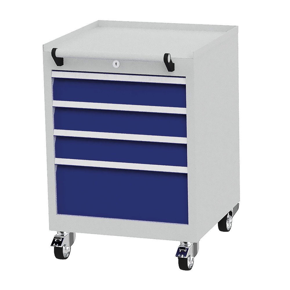 Immagine del prodotto n. 1: Bedrunka+Hirth Contenitore su ruote con portata per cassetto 50 kg, estrazione completa, AxLxP 805 x 530 x 500 mm, Blu genziana