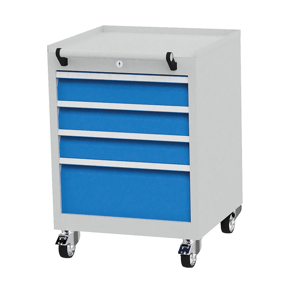 Immagine del prodotto: Bedrunka+Hirth Contenitore su ruote con portata per cassetto 50 kg, estrazione completa, AxLxP 805 x 530 x 500 mm, Blu luce