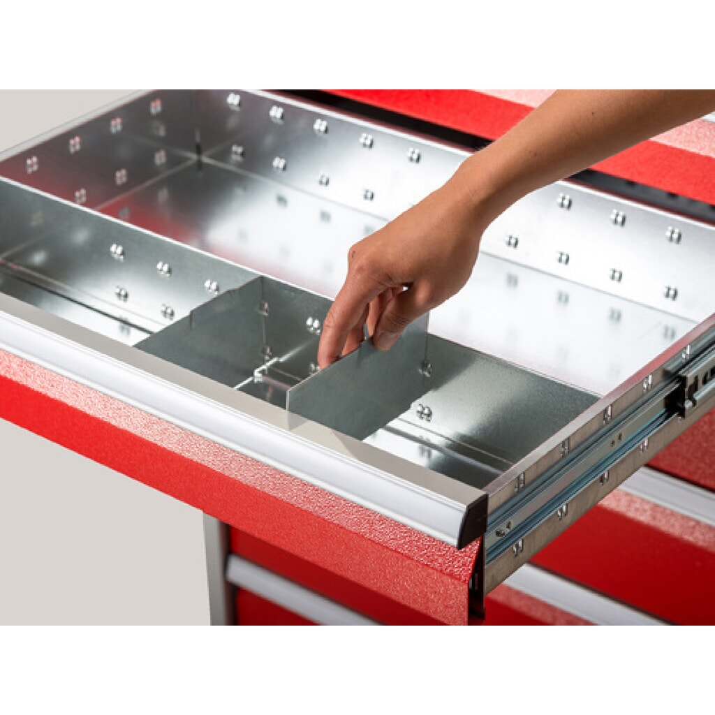 Immagine del prodotto n. 2: Bedrunka+Hirth Divisorio in metallo per carrello da officina Maxmobile, 2 guide centrali, per altezza frontale 100 mm