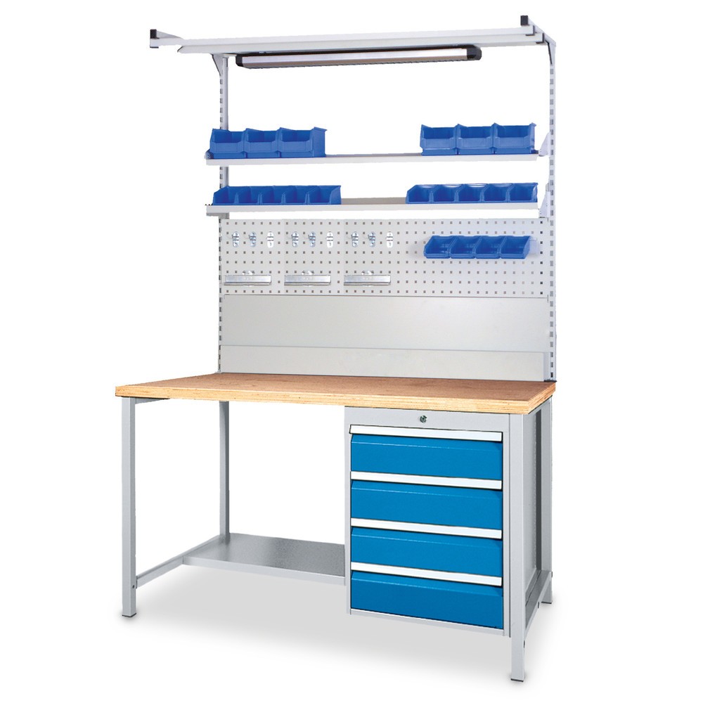 Immagine del prodotto: Bedrunka+Hirth Set completo banco da lavoro + struttura + illuminazione + scatole, portata 500 kg