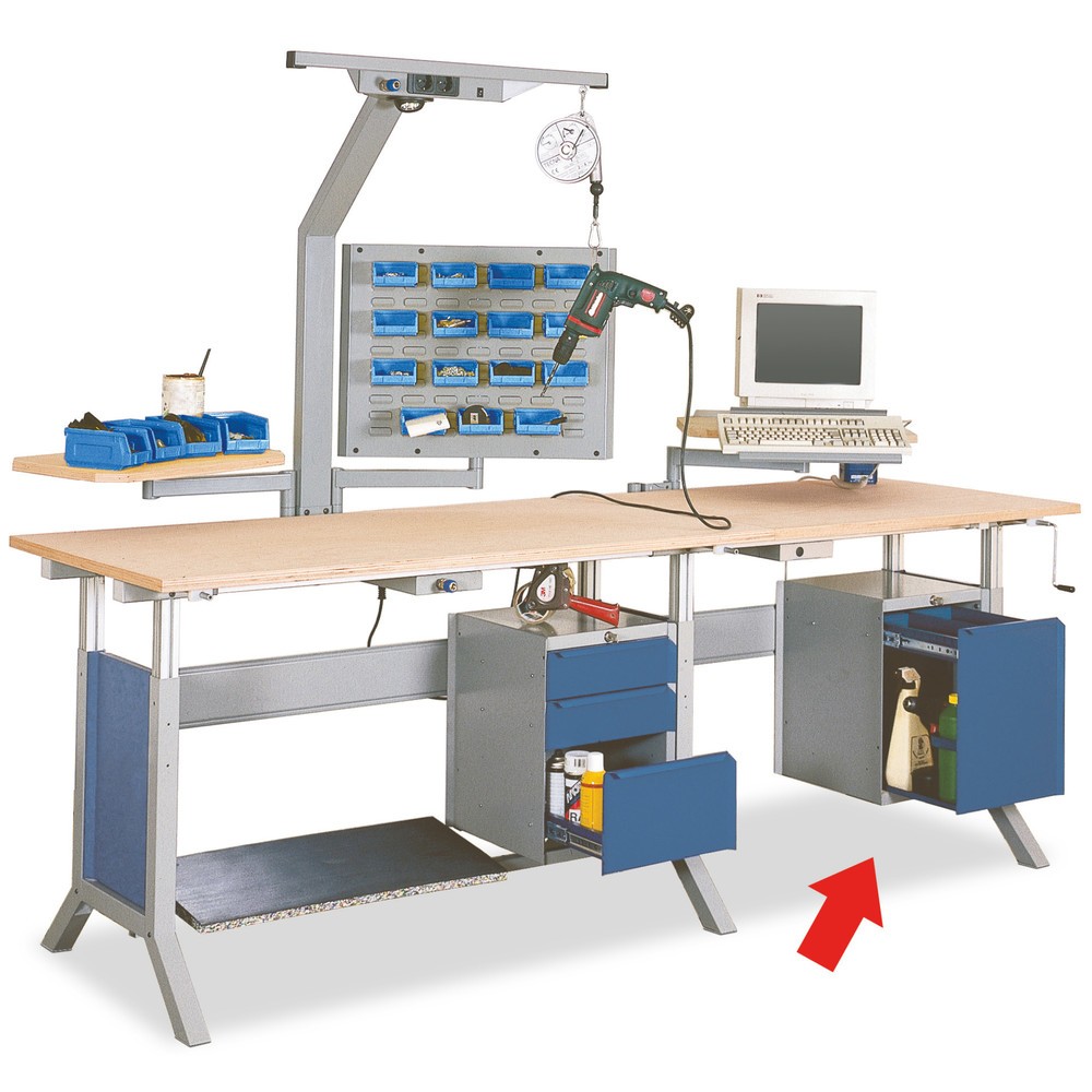 Immagine del prodotto n. 2: Bedrunka+Hirth Vano inferiore con 1 cassetto per tavolo del sistema postazione di lavoro, AxLxP 500 x 370 x 400 mm, Blu genziana