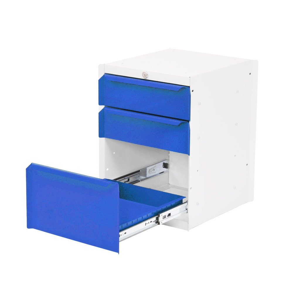 Bedrunka+Hirth Vano inferiore con 3 cassetti per tavolo del sistema postazione di lavoro, AxLxP 500 x 370 x 400 mm, Blu luce Immagine del prodotto: Bedrunka+Hirth Vano inferiore con 3 cassetti per tavolo del sistema postazione di lavoro, AxLxP 500 x 370 x 400 mm, Blu luce