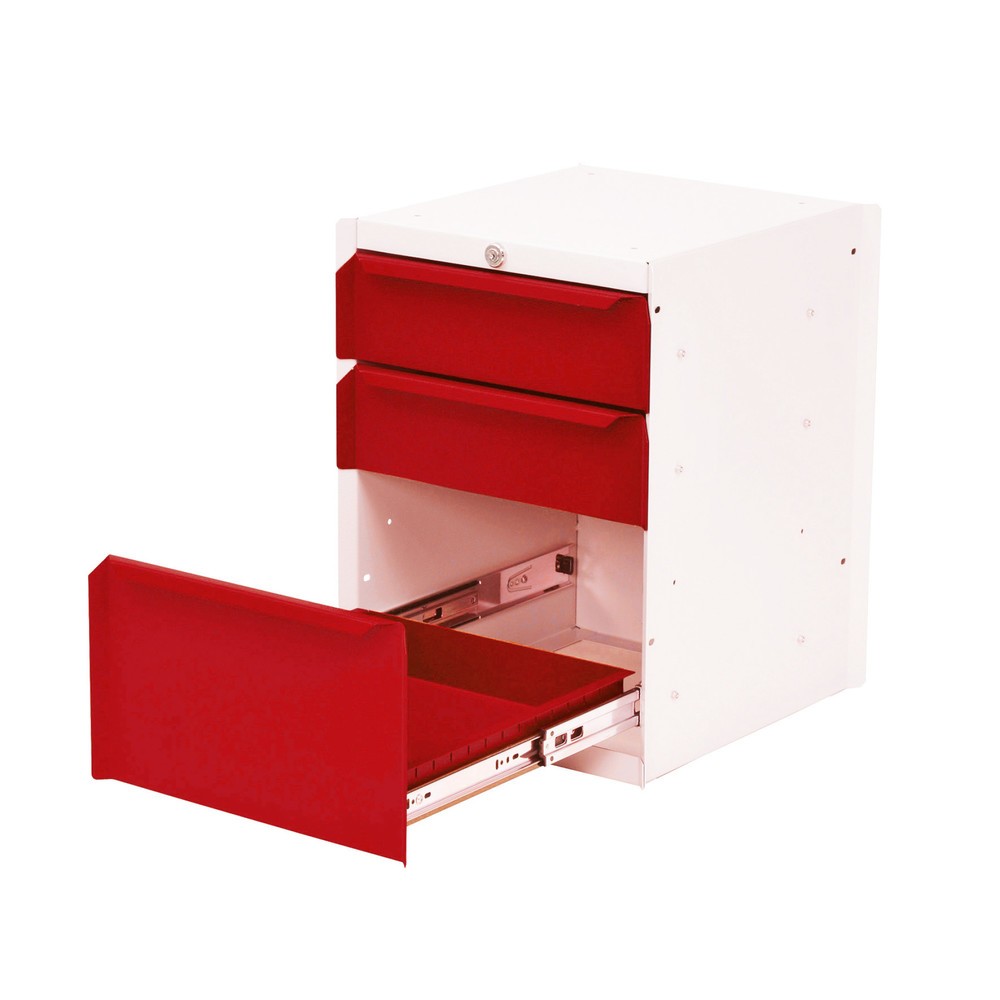 Immagine del prodotto: Bedrunka+Hirth Vano inferiore con 3 cassetti per tavolo del sistema postazione di lavoro, AxLxP 500 x 370 x 400 mm, Rosso traffico