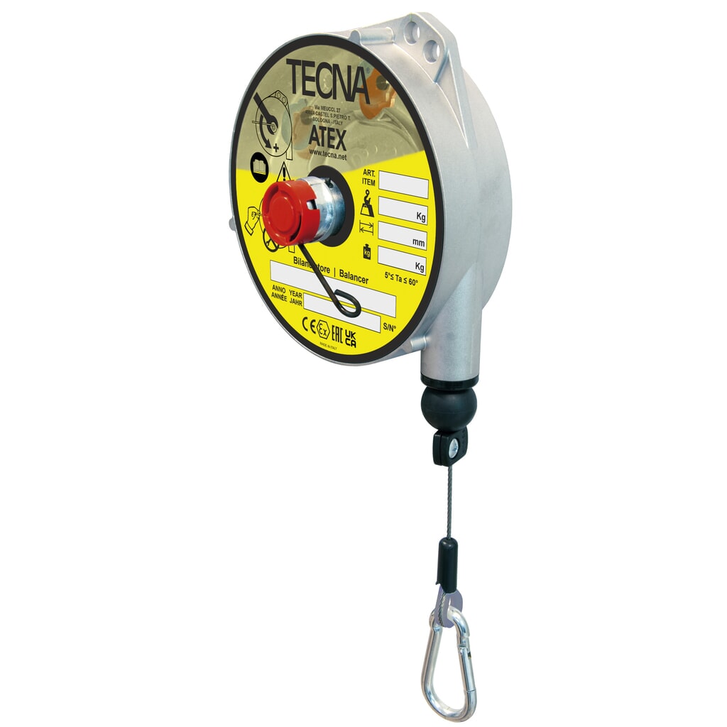 Bilanciatore per zone con protezione antideflagrante, con bloccaggio, estrazione cavo 2,5 m, portata 2-14 kg