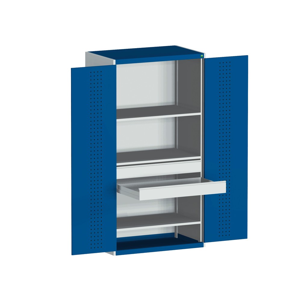 Immagine del prodotto n. 2: bott cubio Armadio ad ante battenti con 3 ripiani, 2 cassetti, HxLxP 2.000 x 1.050 x 650 mm, Blu genziana