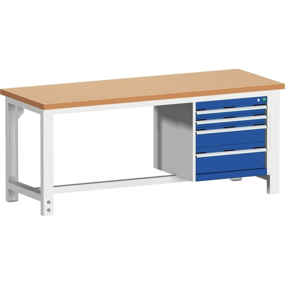 banco da lavoro bott cubio modulare con 4 cassetti, HxLxP 740-1.140 × 2.000 × 750 mm, piano di lavoro in faggio europeo