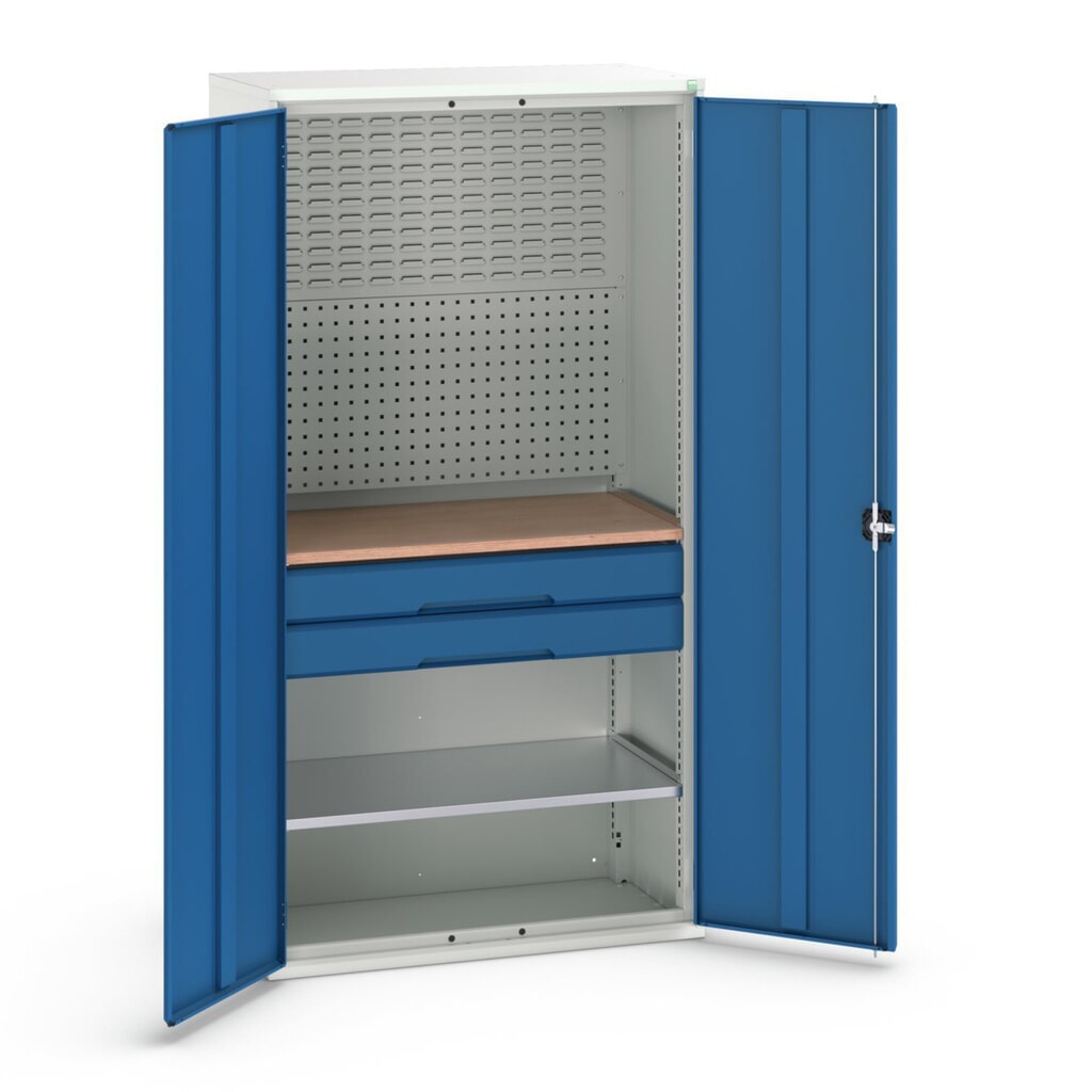 bott verso Armadio ad ante battenti con 2 cassetti, con 2 ripiani e parete posteriore, LxPxA: 1050 x 550 x 2000 mm Immagine del prodotto n. 1: bott verso Armadio ad ante battenti con 2 cassetti, con 2 ripiani e parete posteriore, LxPxA: 1050 x 550 x 2000 mm