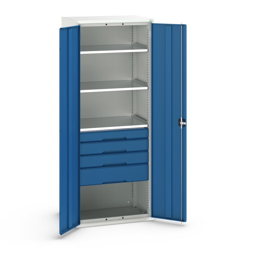 bott verso Armadio ad ante battenti con cassetti, con 3 ripiani e 4 cassetti, LxPxA: 800 x 550 x 2000 mm Immagine del prodotto n. 1: bott verso Armadio ad ante battenti con cassetti, con 3 ripiani e 4 cassetti, LxPxA: 800 x 550 x 2000 mm