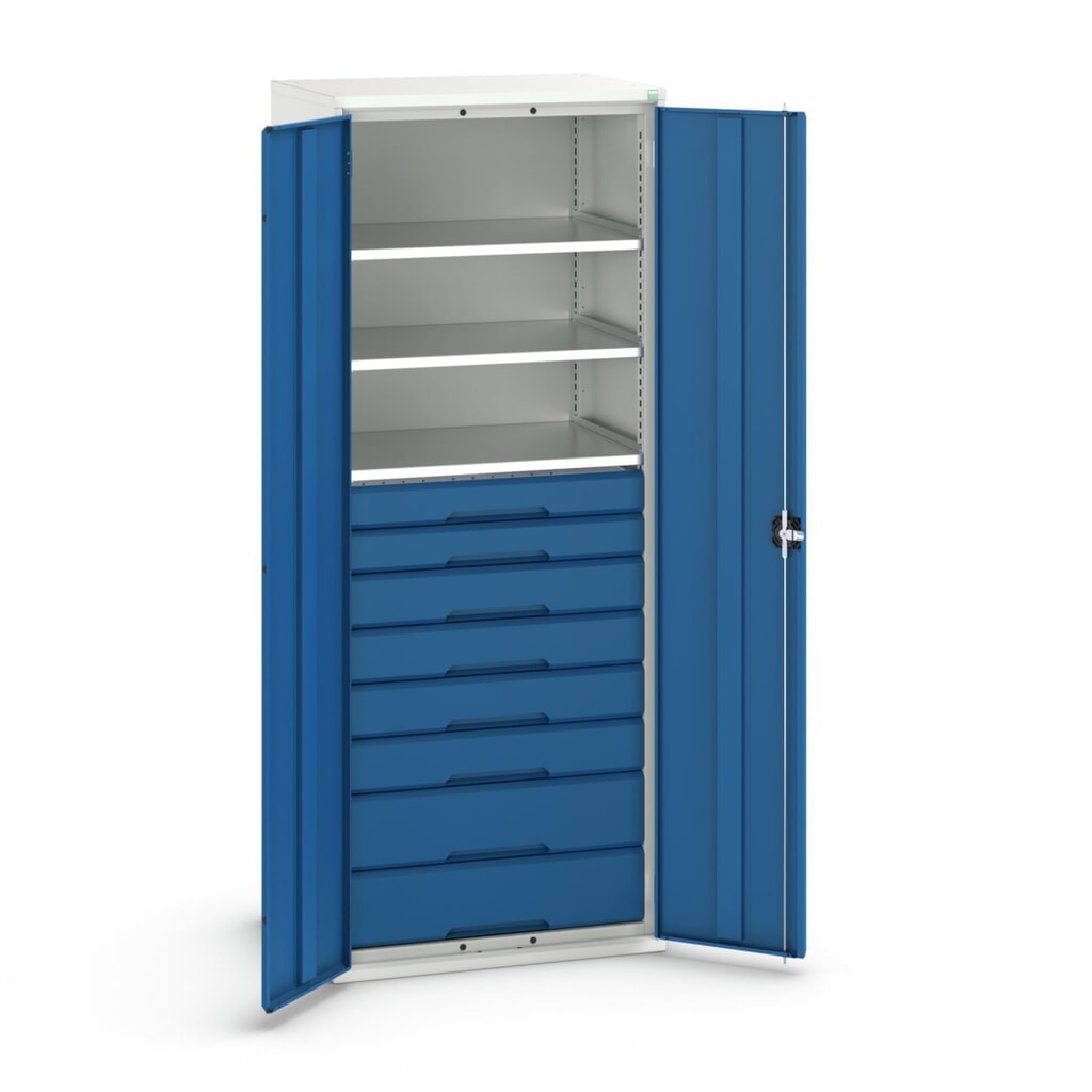 Immagine del prodotto n. 1: bott verso Armadio ad ante battenti con cassetti, con 3 ripiani e 8 cassetti, LxPxA: 800 x 550 x 2000 mm