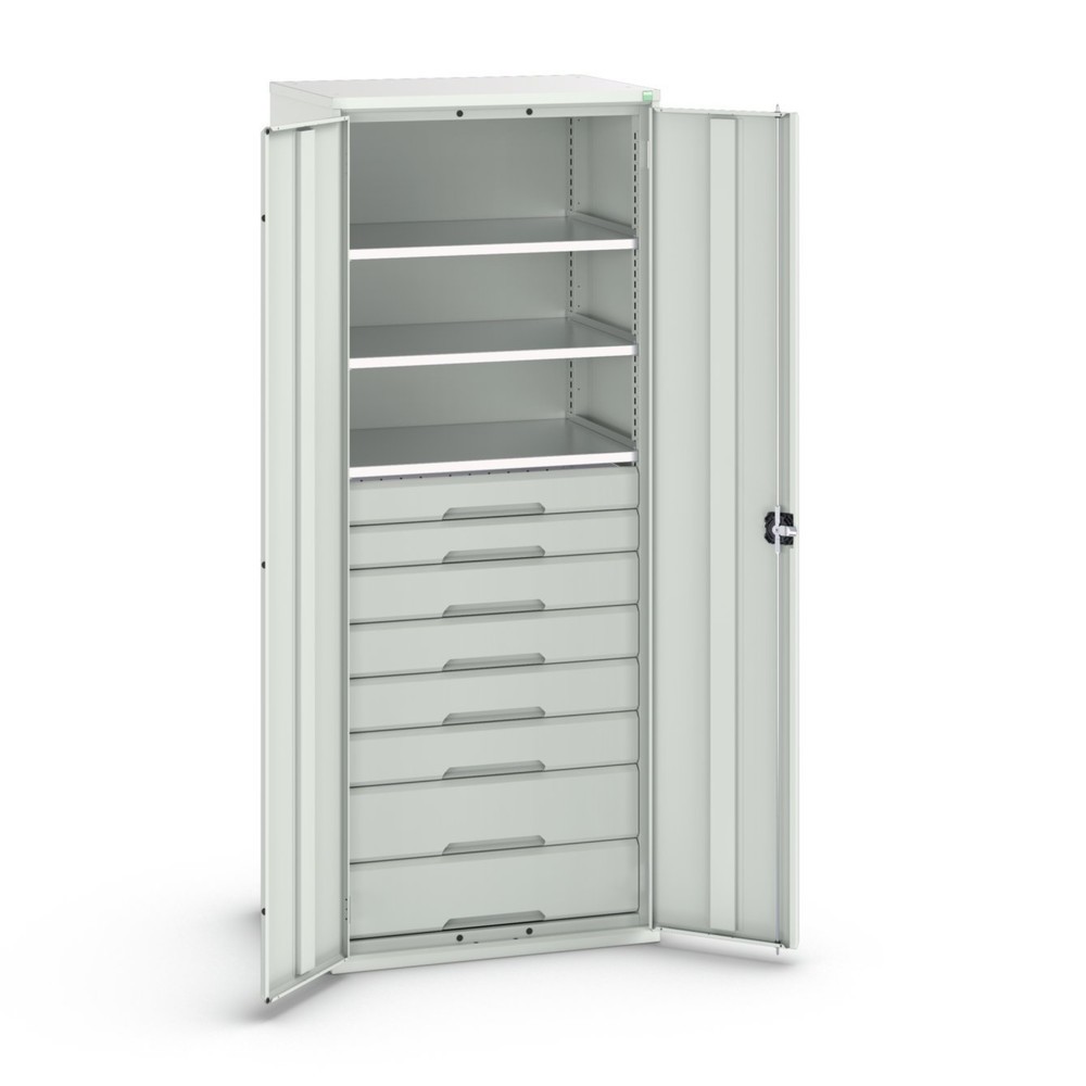 Immagine del prodotto: bott verso Armadio ad ante battenti con cassetti, con 3 ripiani e 8 cassetti, LxPxA: 800 x 550 x 2000 mm