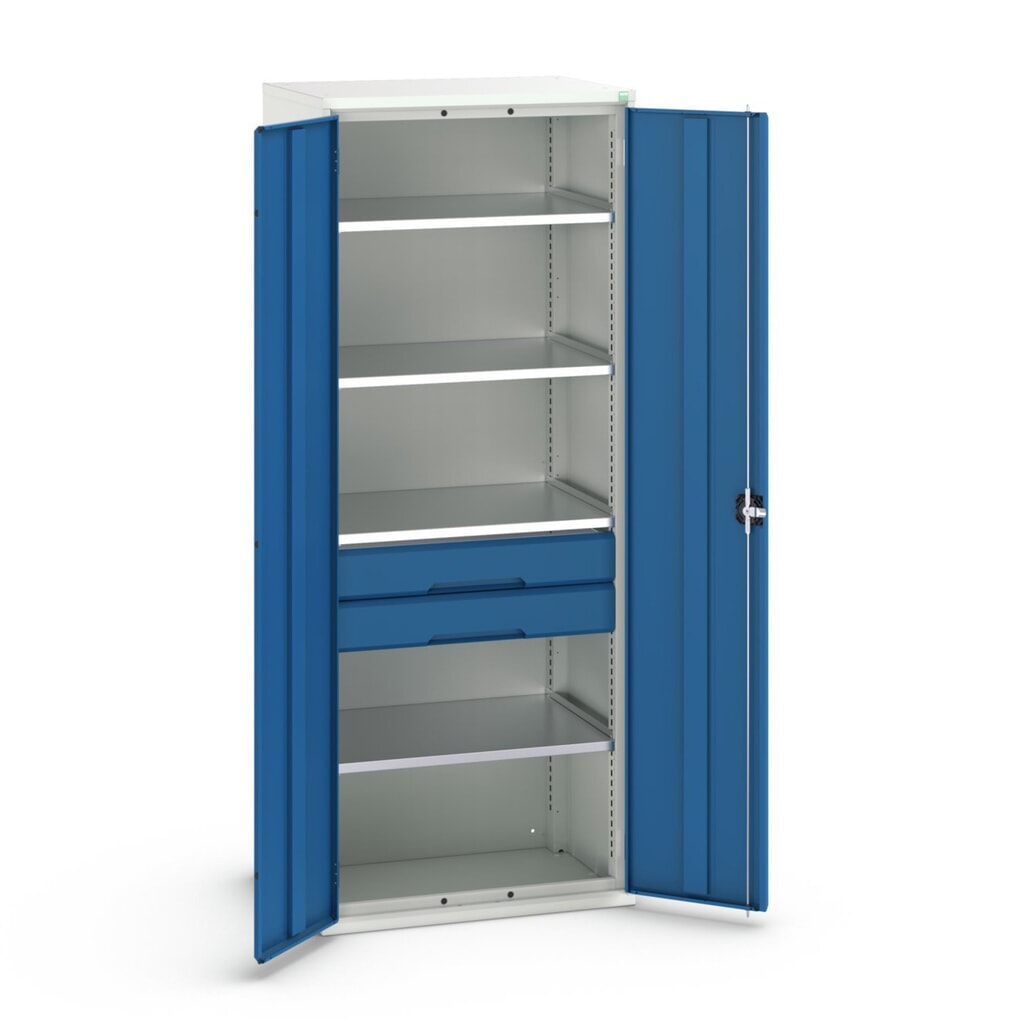 bott verso Armadio ad ante battenti con cassetti, con 4 ripiani e 2 cassetti, LxPxA: 800 x 550 x 2000 mm Immagine del prodotto n. 1: bott verso Armadio ad ante battenti con cassetti, con 4 ripiani e 2 cassetti, LxPxA: 800 x 550 x 2000 mm
