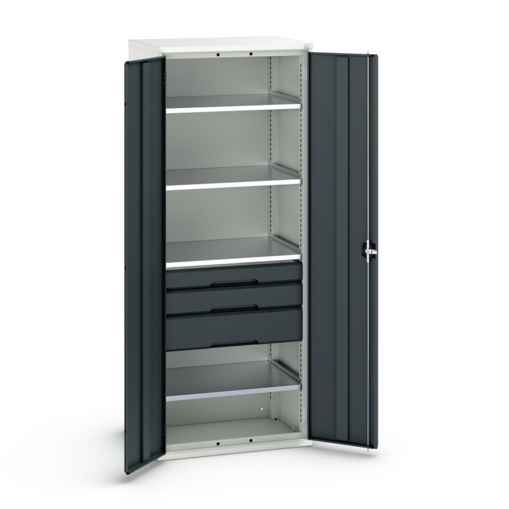 Immagine del prodotto: bott verso Armadio ad ante battenti con cassetti, con 4 ripiani e 3 cassetti, LxPxA: 800 x 550 x 2000 mm