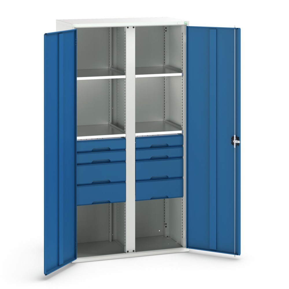 Immagine del prodotto: bott verso Armadio ad ante battenti con cassetti, con 4 ripiani e 8 cassetti, LxPxA: 1050 x 550 x 2000 mm