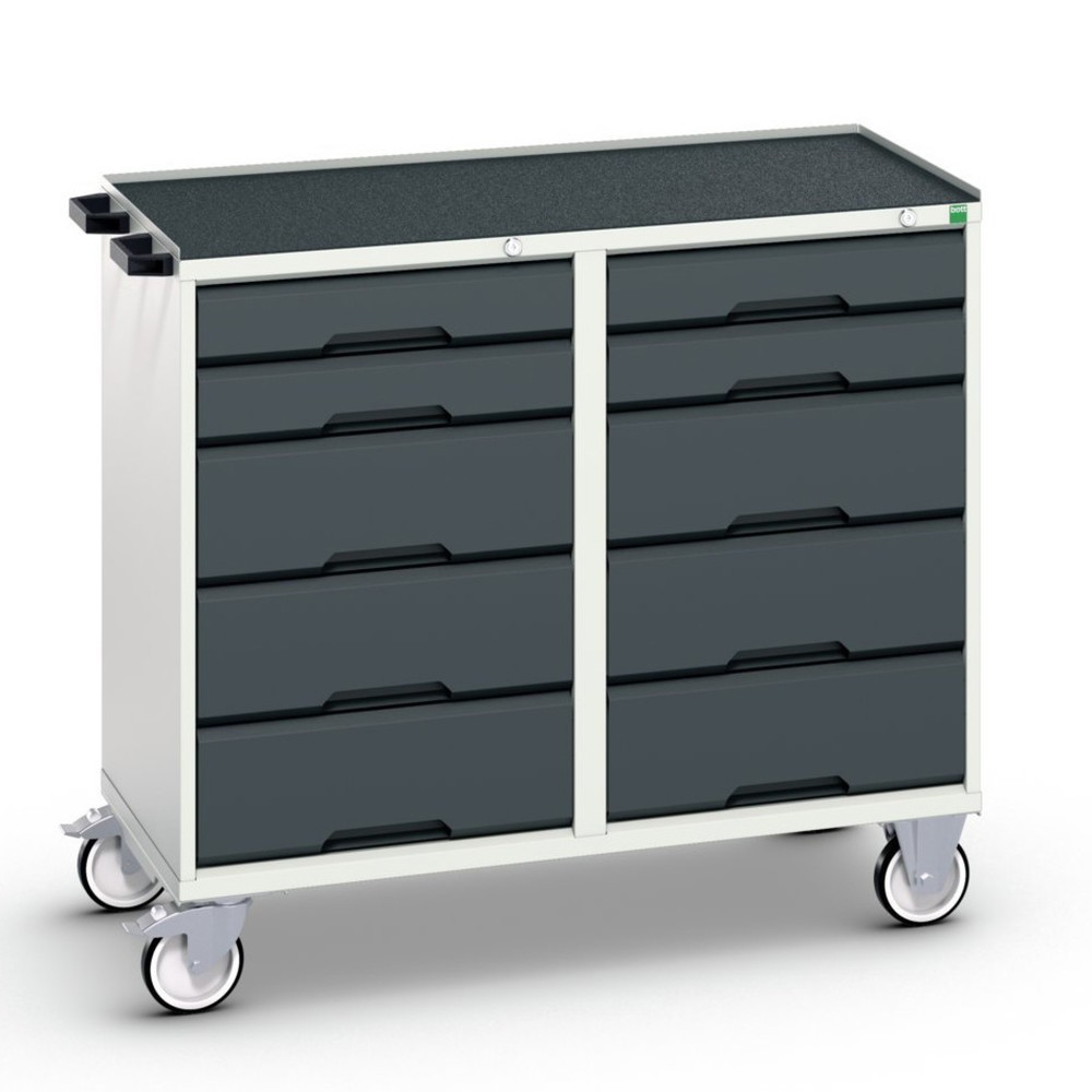 Immagine del prodotto: bott verso Carrello di montaggio, con 10 cassetti e bordo rialzato, LxPxA: 1050 x 550 x 965 mm