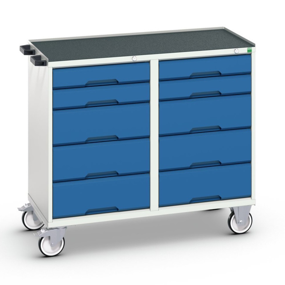 Immagine del prodotto: bott verso Carrello di montaggio, con 10 cassetti e bordo rialzato, LxPxA: 1050 x 550 x 965 mm