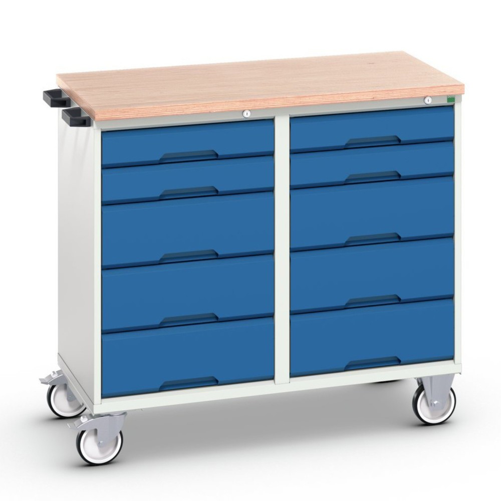 Immagine del prodotto: bott verso Carrello di montaggio, con 10 cassetti e piano in multiplex, LxPxA: 1050 x 600 x 980 mm