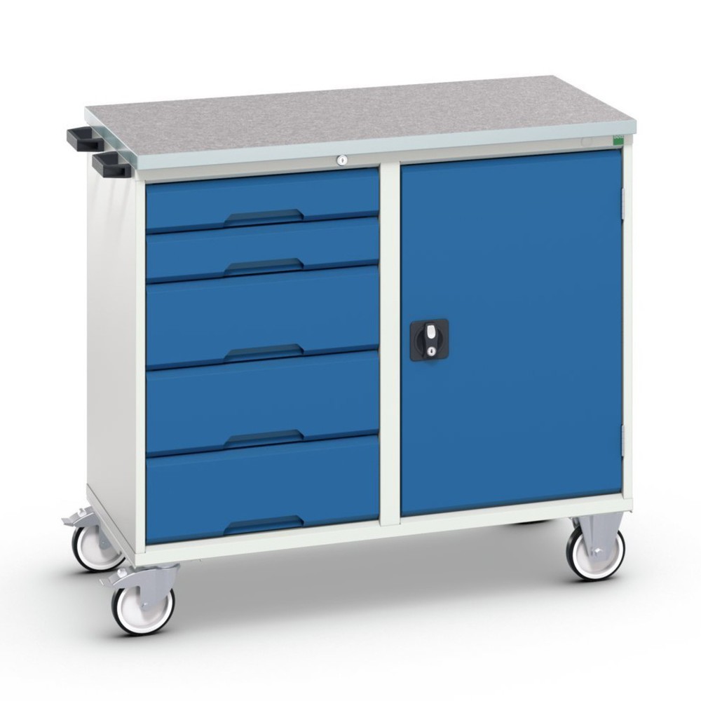 Immagine del prodotto: bott verso Carrello di montaggio, con 5 cassetti, anta e piano in linoleum, LxPxA: 1050 x 600 x 980 mm