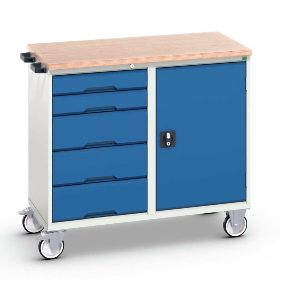 Immagine del prodotto: bott verso Carrello di montaggio, con 5 cassetti, anta e piano in multiplex, LxPxA: 1050 x 600 x 980 mm