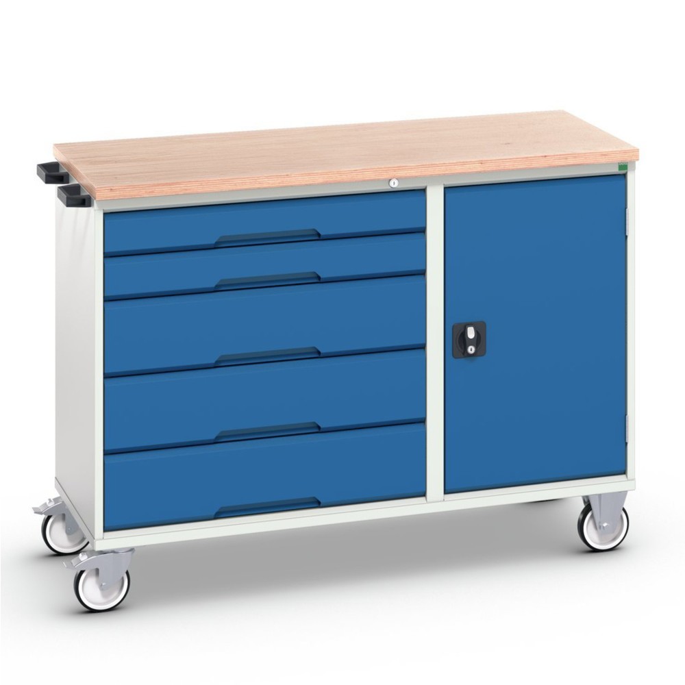 Immagine del prodotto: bott verso Carrello di montaggio, con 5 cassetti, anta e piano in multiplex, LxPxA: 1300 x 600 x 980 mm