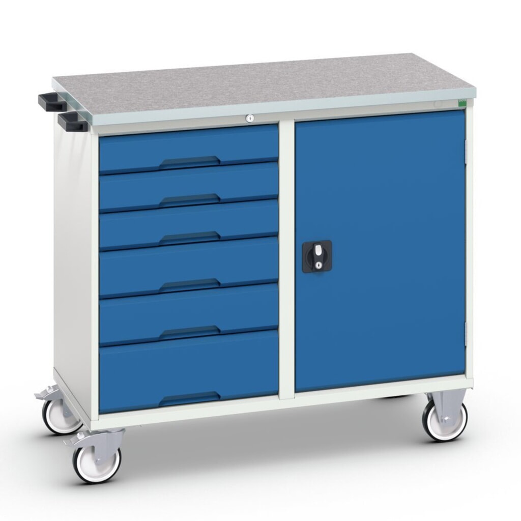 Immagine del prodotto: bott verso Carrello di montaggio, con 6 cassetti, anta e piano in linoleum, LxPxA: 1050 x 600 x 980 mm