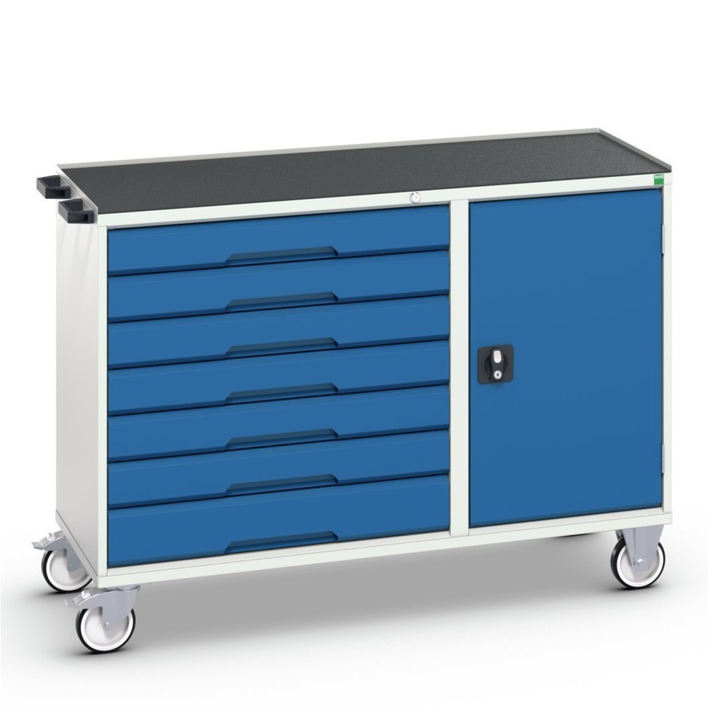 Immagine del prodotto: bott verso Carrello di montaggio, con 7 cassetti, anta e bordo rialzato, LxPxA: 1300 x 550 x 965 mm