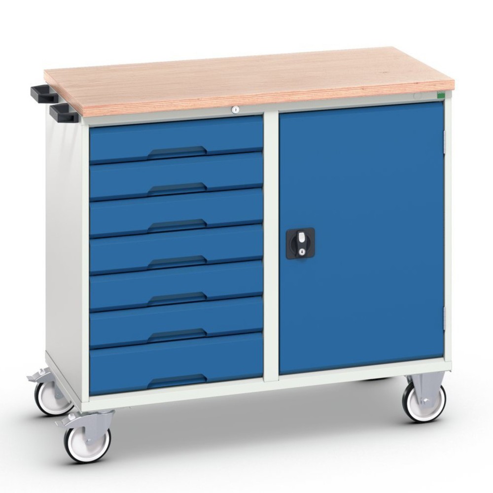 Immagine del prodotto: bott verso Carrello di montaggio, con 7 cassetti, anta e piano in multiplex, LxPxA: 1050 x 600 x 980 mm