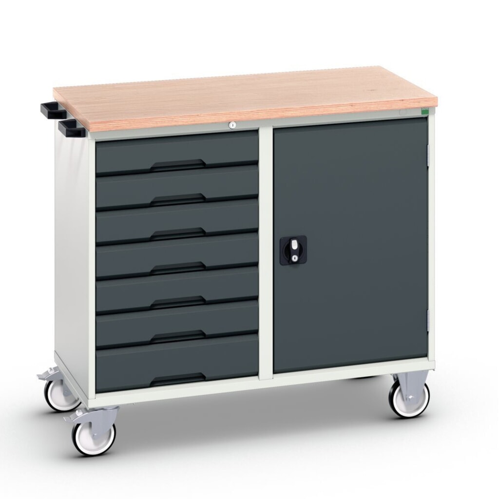 Immagine del prodotto: bott verso Carrello di montaggio, con 7 cassetti, anta e piano in multiplex, LxPxA: 1050 x 600 x 980 mm