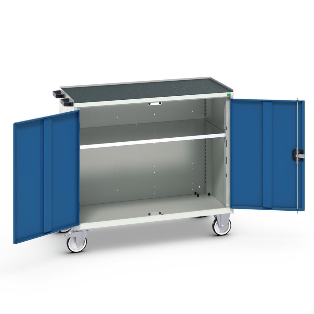 bott verso Cassettiera mobile, con 2 ante, ripiano e bordo rialzato, LxPxA: 1050 x 550 x 965 mm Immagine del prodotto: bott verso Cassettiera mobile, con 2 ante, ripiano e bordo rialzato, LxPxA: 1050 x 550 x 965 mm