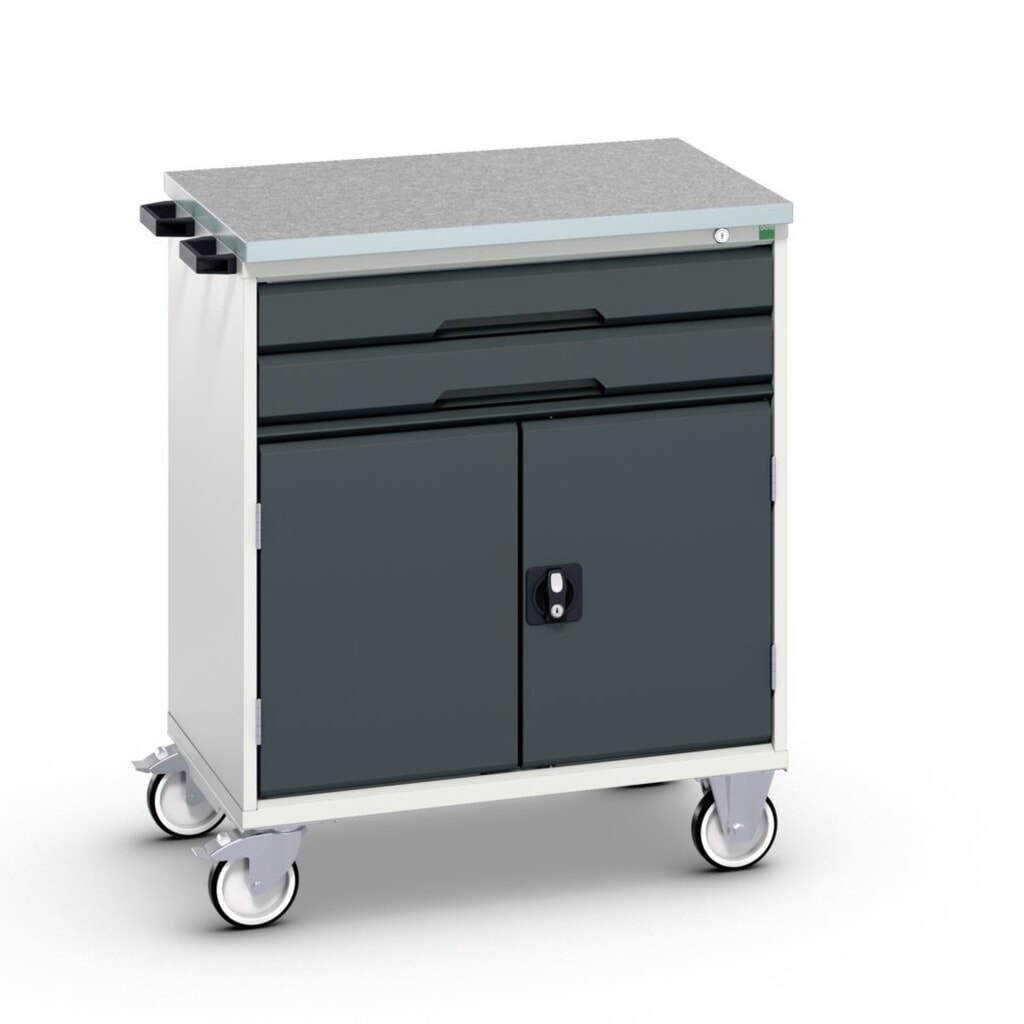 bott verso Cassettiera mobile, con 2 cassetti, anta e piano in linoleum, LxPxA: 800 x 600 x 980 mm Immagine del prodotto: bott verso Cassettiera mobile, con 2 cassetti, anta e piano in linoleum, LxPxA: 800 x 600 x 980 mm
