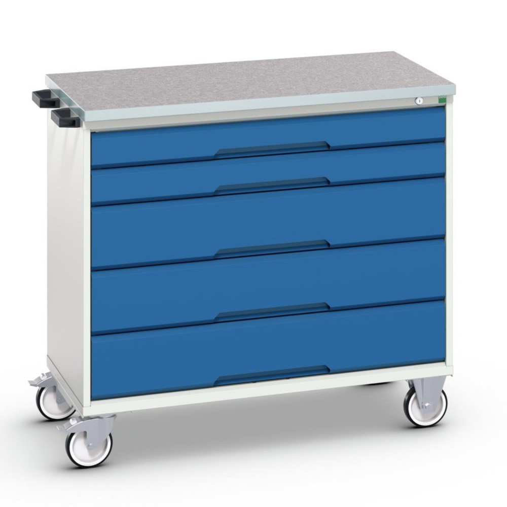 Immagine del prodotto: bott verso Cassettiera mobile, con 5 cassetti e piano in linoleum, LxPxA: 1050 x 600 x 980 mm