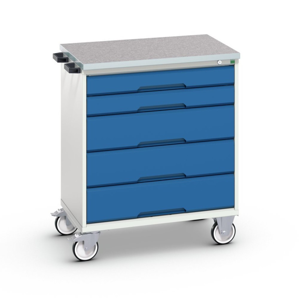 Immagine del prodotto: bott verso Cassettiera mobile, con 5 cassetti e piano in linoleum, LxPxA: 800 x 600 x 980 mm