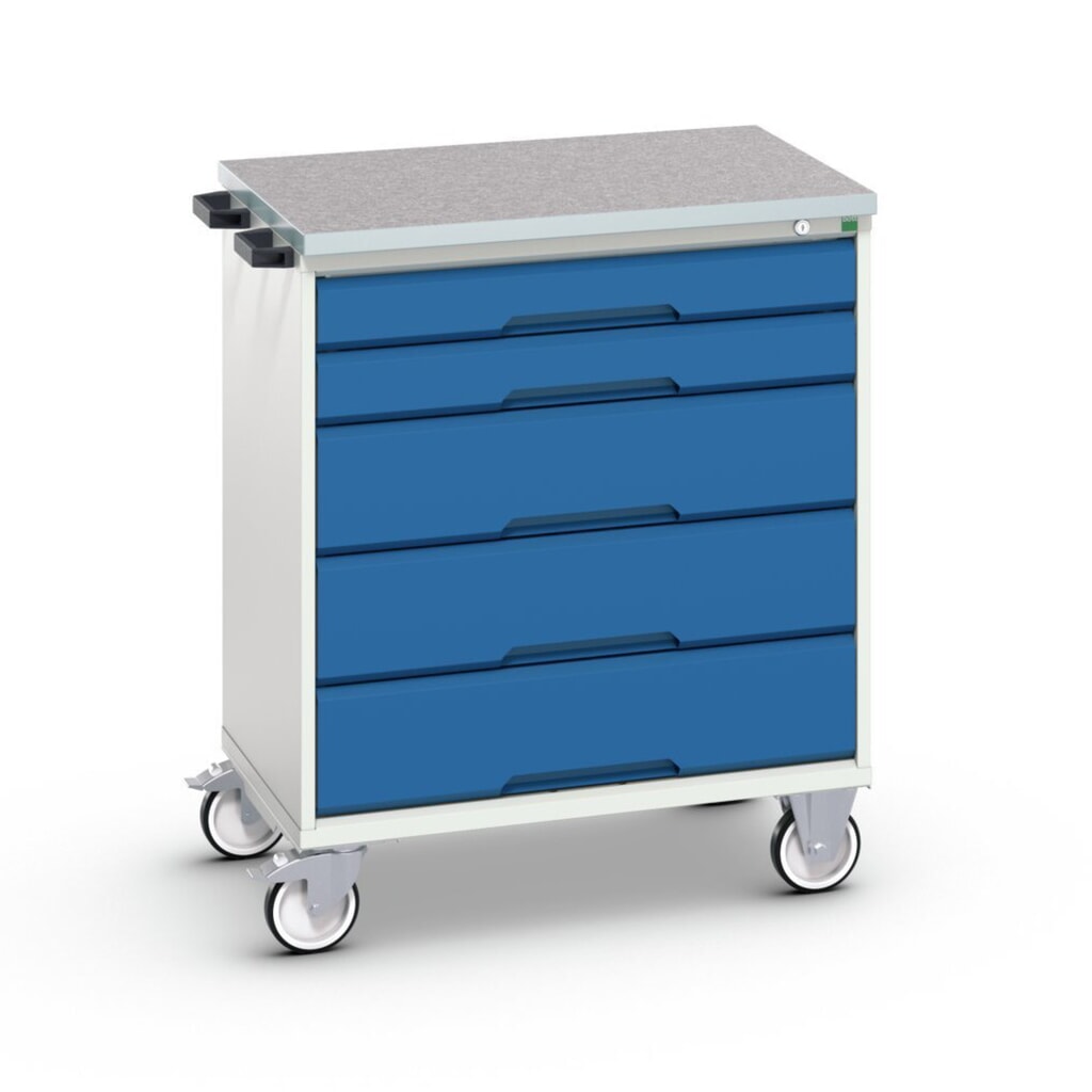 Immagine del prodotto: bott verso Cassettiera mobile, con 5 cassetti e piano in linoleum, LxPxA: 800 x 600 x 980 mm