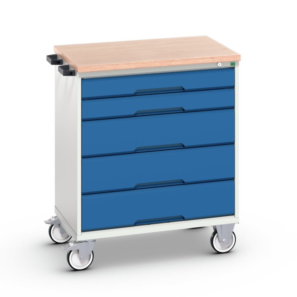 bott verso Cassettiera mobile, con 5 cassetti e piano in multiplex, LxPxA: 800 x 600 x 980 mm Immagine del prodotto: bott verso Cassettiera mobile, con 5 cassetti e piano in multiplex, LxPxA: 800 x 600 x 980 mm